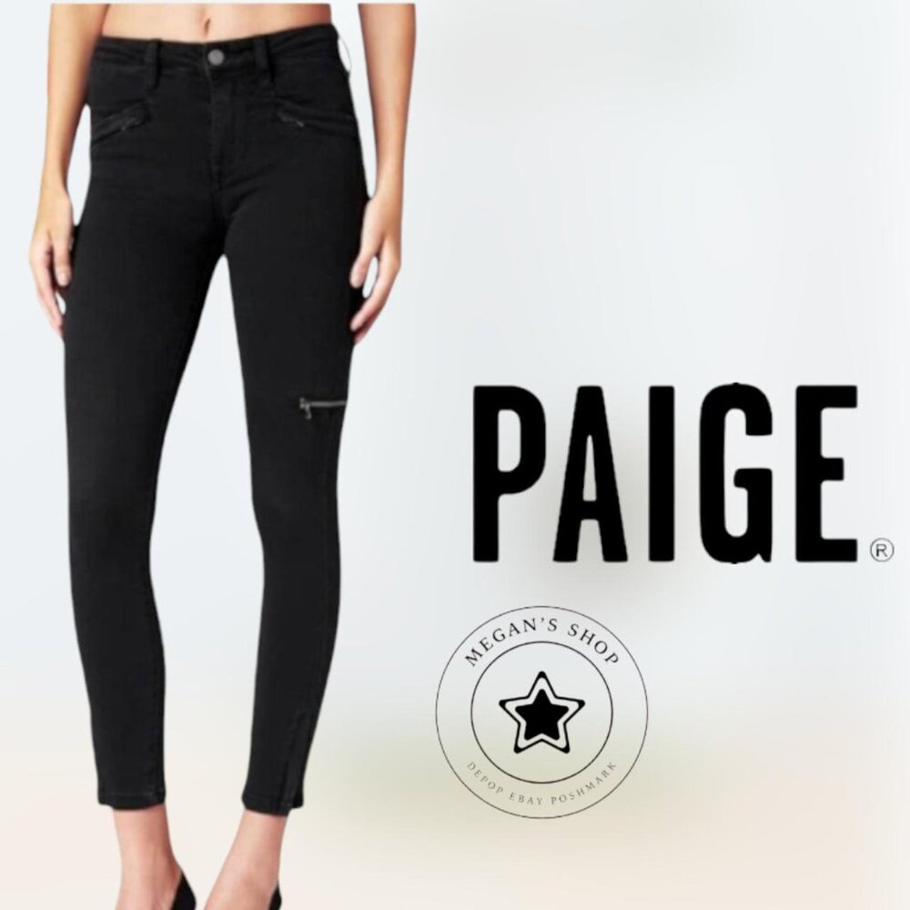 PAIGE $219 Daryn Zip Ankle NightCat Black Skinny Jeans Zip Cargo/Ankle style 31